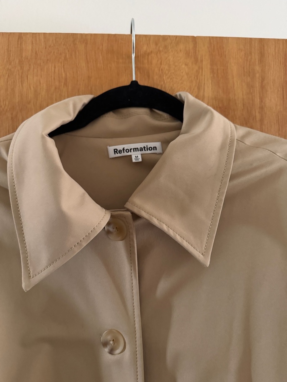 Reformation Beige Single-Breasted Trench Coat - Picture 2 of 3